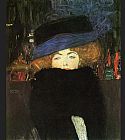 Gustav Klimt Wall Art - lady with hat and feather boa